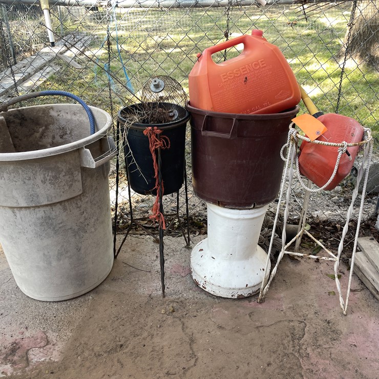 #3735 • Plant Stands, Gas Cans, and Buckets