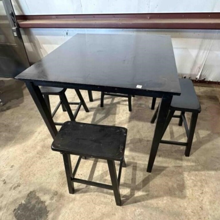 39” wood table & 4 stools