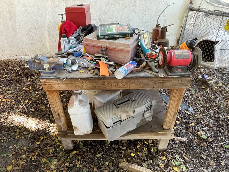 #3707-•-misc-tools,-hardware,-bauer-bench-grinder,-4-drawer-metal-toolbox-and-table-image-1