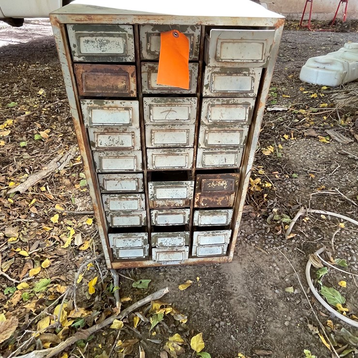 #3714 • Hardware Storage Cabinet with Contents