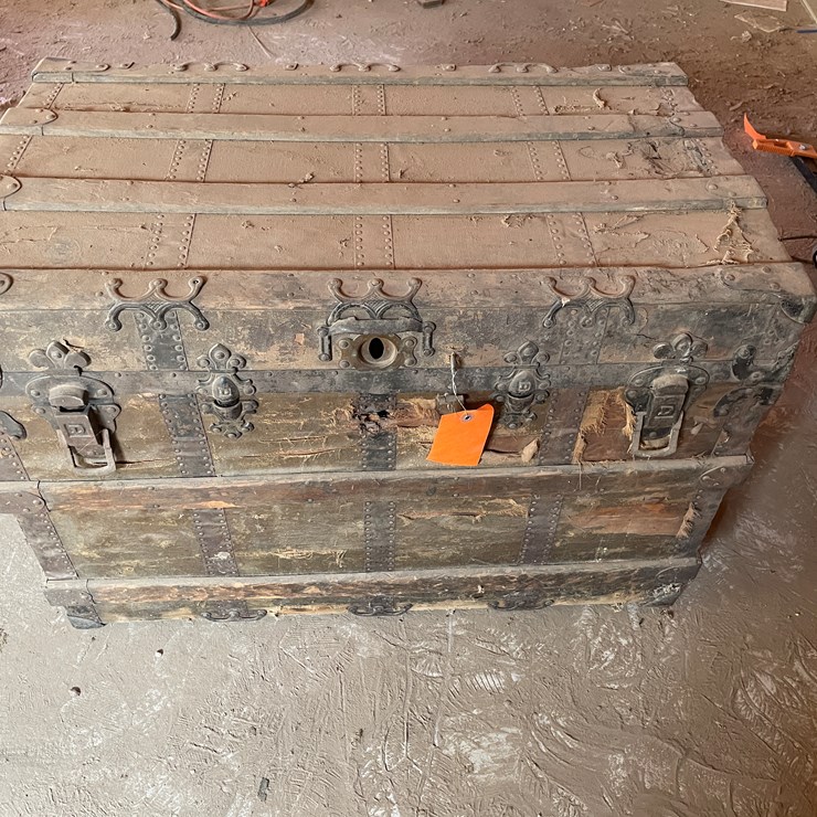 #3688 • Vintage Wooden Trunk with Power Tools