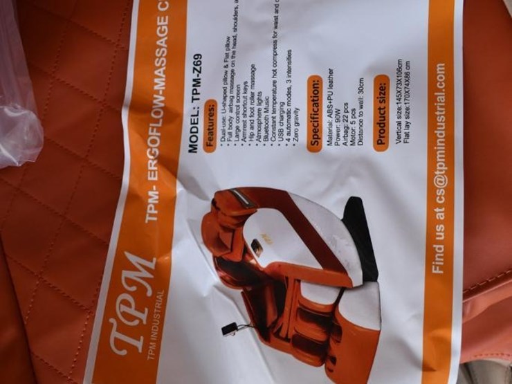 tpm-tp-z69-ergonomic-massage-chair,-orange-and-white,-built-in-control-panel-image-6