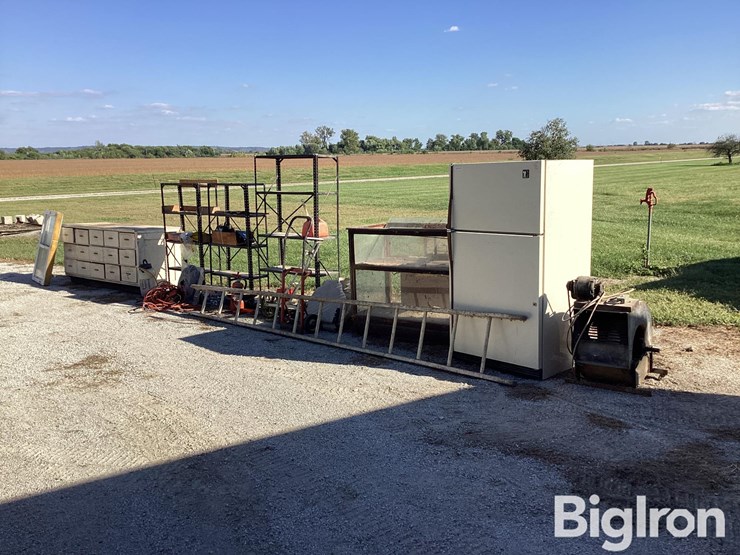 garage-cabinets,-tools,-shelving,-refrigerator,-fan,-miscellaneous-items-image-1