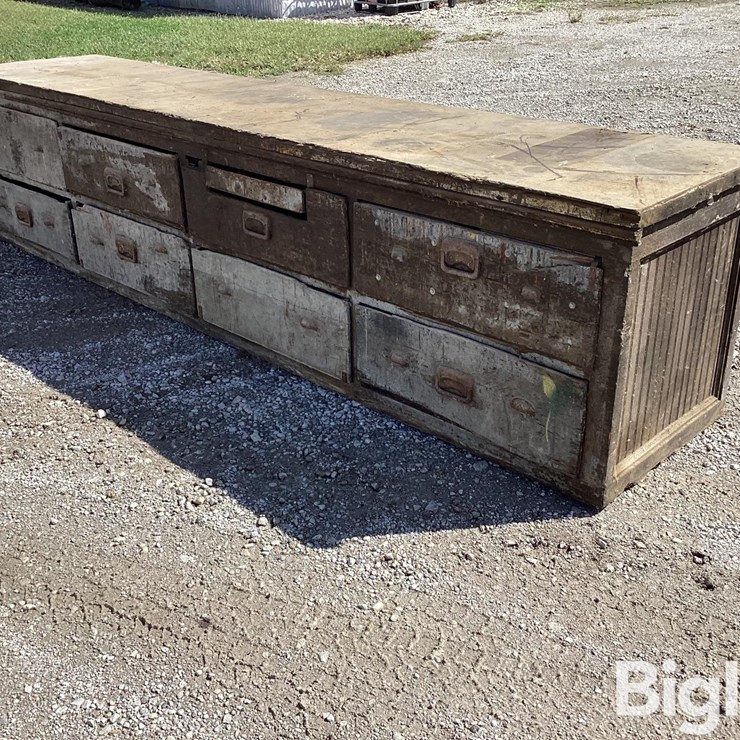 Vintage 8-Drawer Wooden Cabinet
