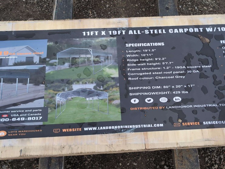 (1)-landhero-11'-x-19'-all-steel-carport-w/-10'-open-sidewalls---lhr-cp1119-image-3