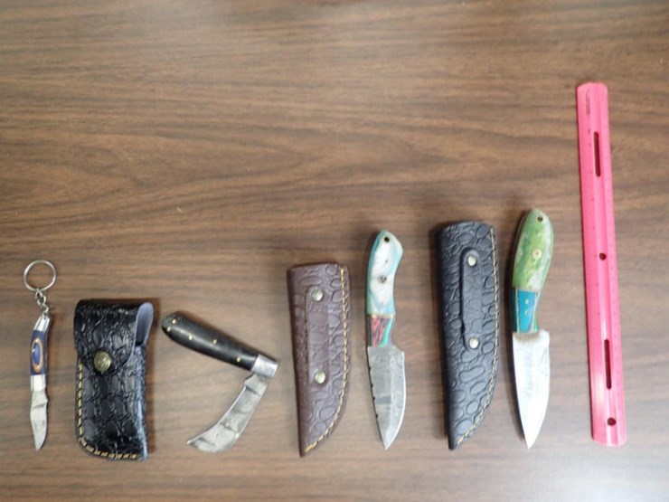 custom-damascus-knives-w/-sheath---qty-2,-folding-pocket-knife-w/-sheath---qty-1,-keychain-mini-image-1