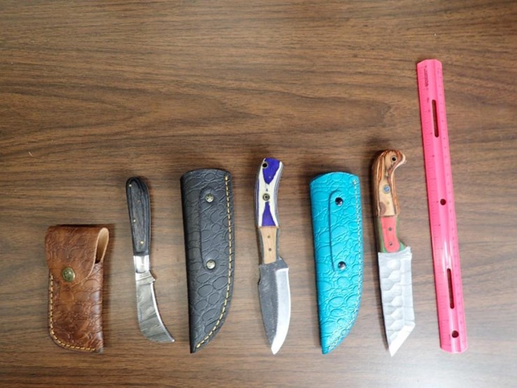 custom-damascus-knives-w/-sheath---qty-3---tag-#-9613-image-1