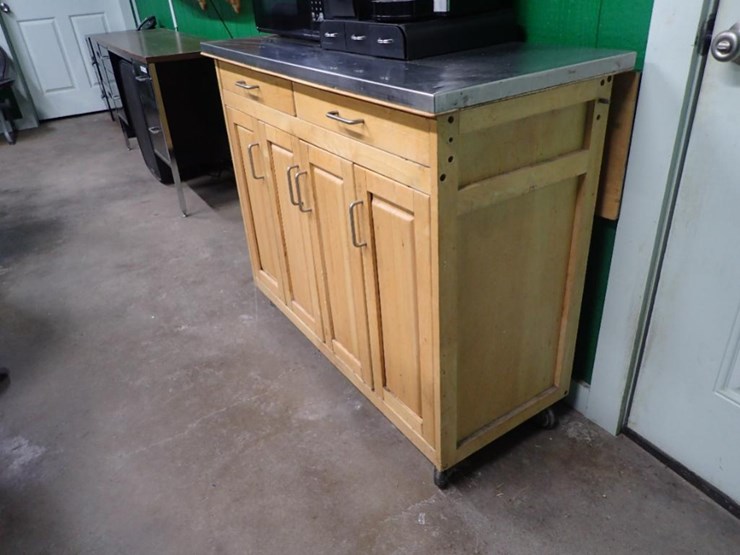 wood-rolling-cart-w/-extendable-leaf---tag-#-6592-(no-contents-on-cart-included)-image-2