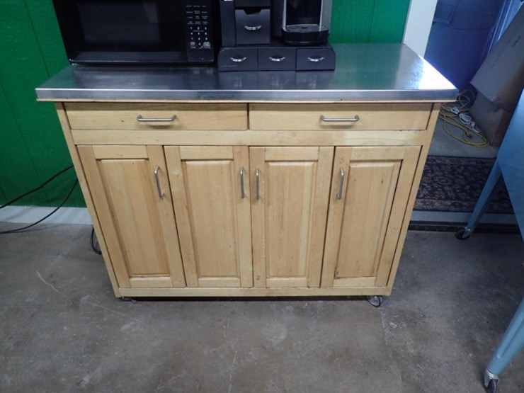 wood-rolling-cart-w/-extendable-leaf---tag-#-6592-(no-contents-on-cart-included)-image-1