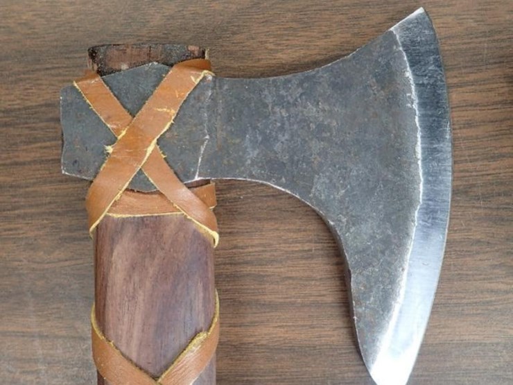 custom-hand-forged-viking-axe-w/-sheath---tag-#-9637-image-2