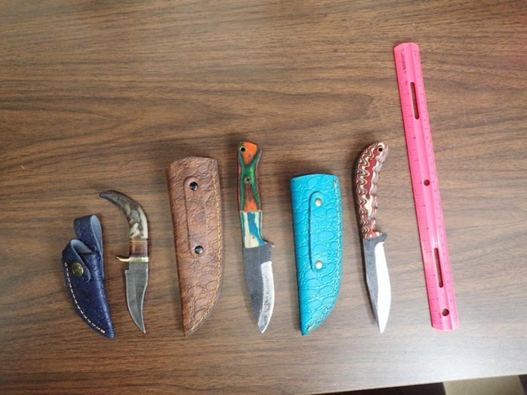 custom-damascus-knives-w/-sheath---qty-3---tag-#-9609-image-1