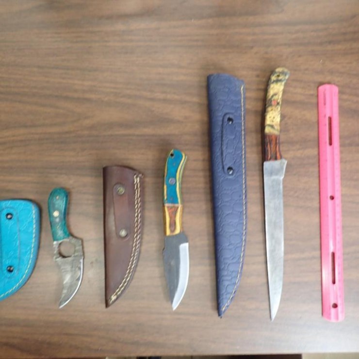 Custom Damascus Knives w/ Sheath - Qty 2, Fillet Knife w/ Sheath - Qty - 1 - Tag # 9605