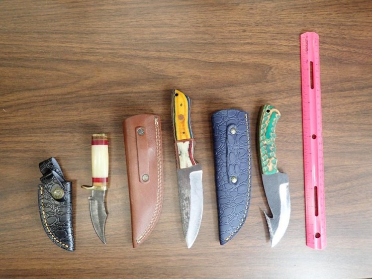 custom-damascus-knives-w/-sheath---qty-3---tag-#-9610-image-1