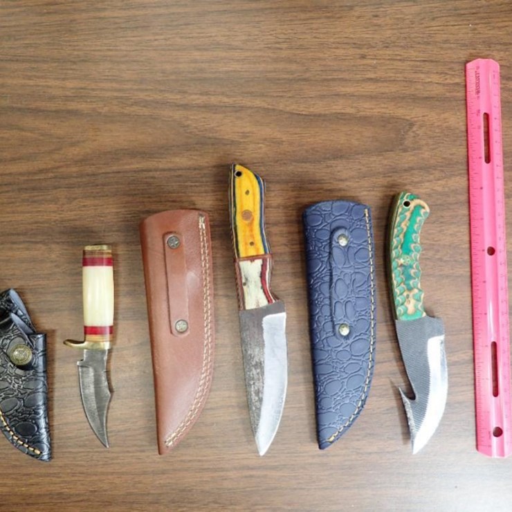 Custom Damascus Knives w/ Sheath - Qty 3 - Tag # 9610