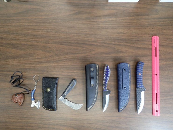 custom-damascus-knives-w/-sheath---qty-2,-folding-pocket-knife-w/-sheath---qty-1,-keychain-mini-image-1