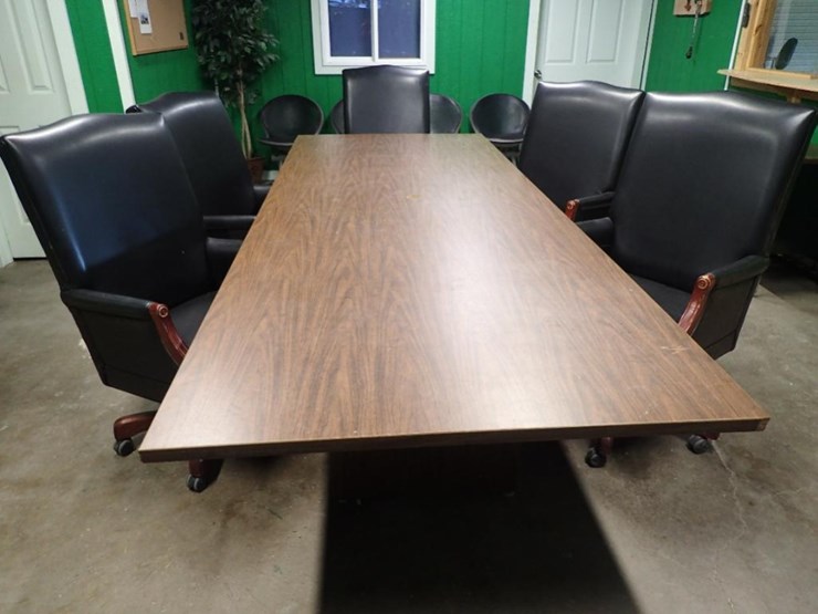10'-x-3'10"-wood-conference-table-w/-5-rolling-chairs---tag-#-6616-image-1