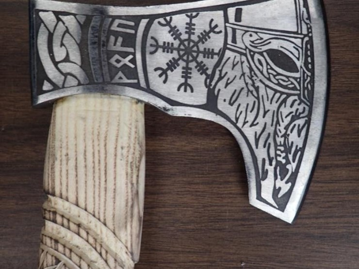 custom-hand-forged-viking-axe-w/-sheath---tag-#-9633-image-2