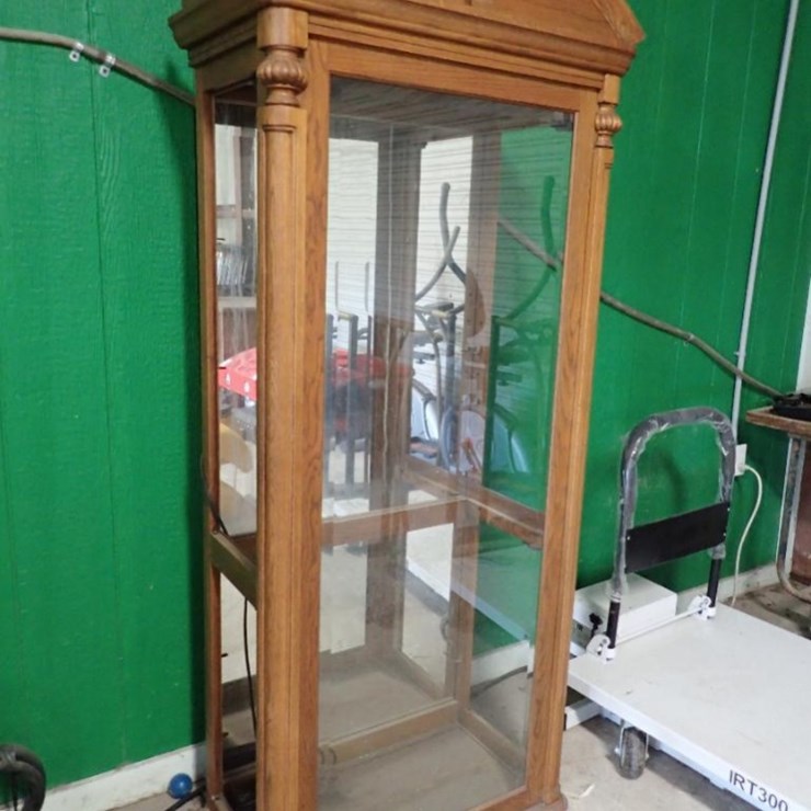 Wood Cabinet w/ Glass Shelves - Tag #6595