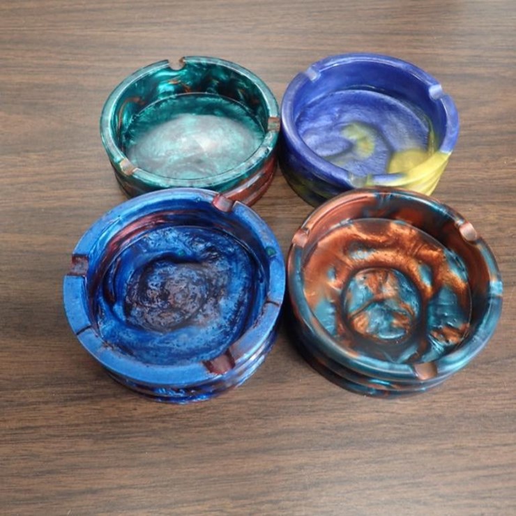 Resin Multicolored Ashtrays - Qty 4 - Tag # 9631