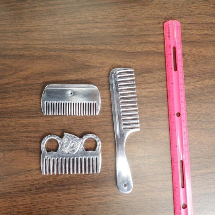 Silver Metal Horse Hair Combs - Qty 3 - Tag # 9626