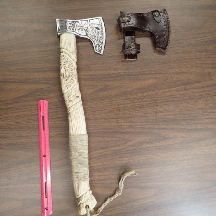 Custom Hand Forged Viking Axe w/ Sheath - Tag # 9633