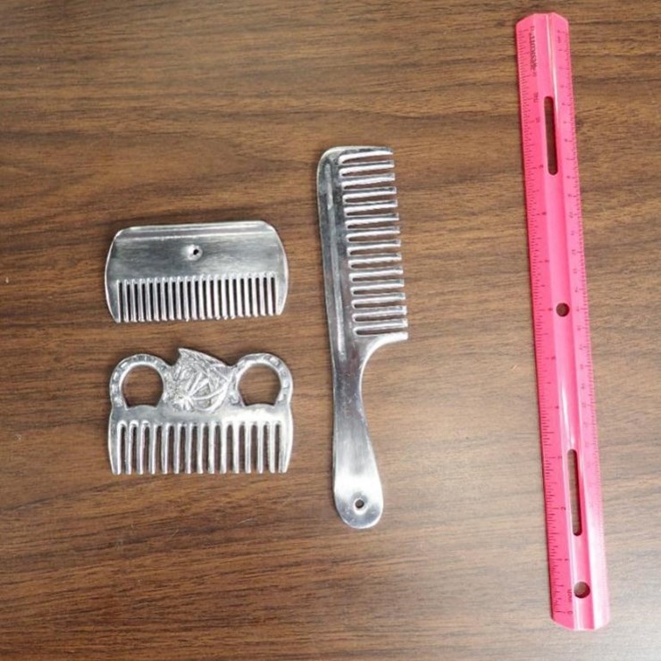 Silver Metal Horse Hair Combs - Qty 3 - Tag # 9627
