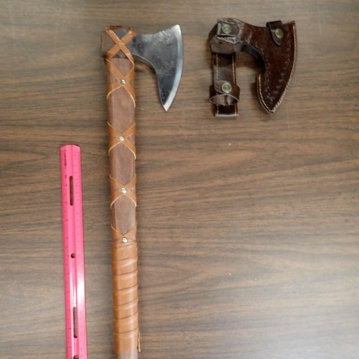 Custom Hand Forged Viking Axe w/ Sheath - Tag # 9634