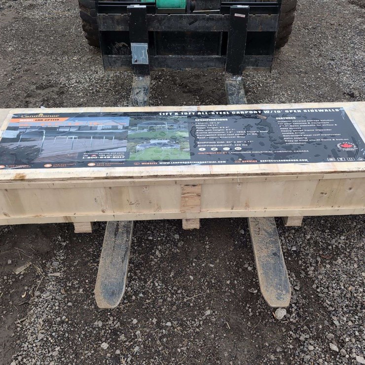 (1) Landhero 11' x 19' All Steel Carport W/ 10' Open Sidewalls - LHR-CP1119