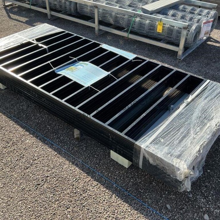 (10) BLACK GALVANIZED STEEL FENCE PANELS