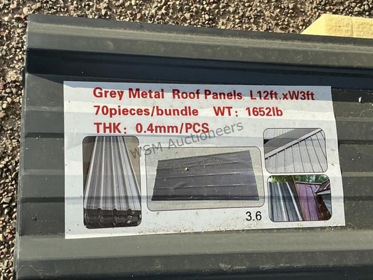 (70)-3ft-x-12ft-grey-metal-roof-panels,-image-3