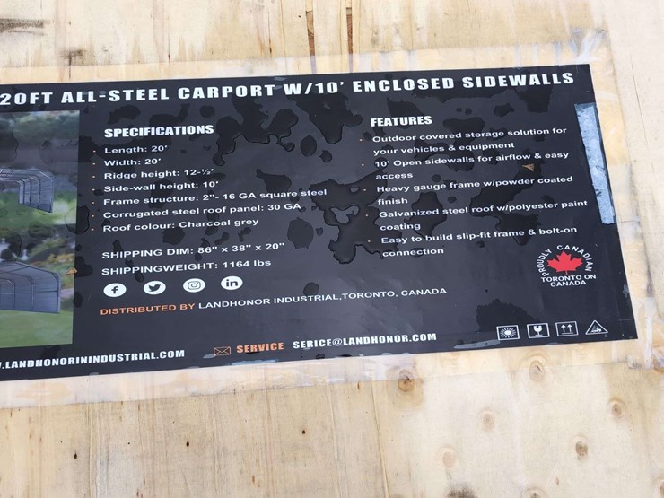 (1)-landhero-20-x-20'-all-steel-carport-w/-enclosed-sidewalls---lhr---cp2020f-image-3