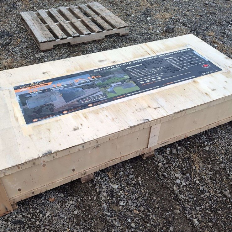 (1) Landhero 20 x 20' All Steel Carport w/ Enclosed Sidewalls - LHR - CP2020F