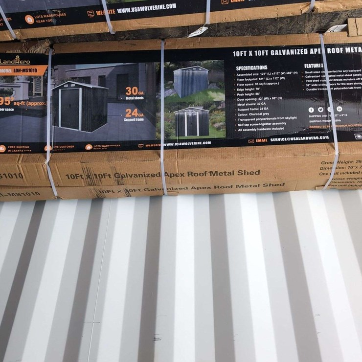 (1) Landhero 10' x 10' Galvanized Apex Roof Metal Shed - LDH-MS1010
