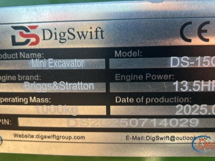 2025-dig-swift-ds-15g-mini-excavator,-s/n-250714029:-canopy,-briggs-13.5hp-eng.,-186-hrs-image-13