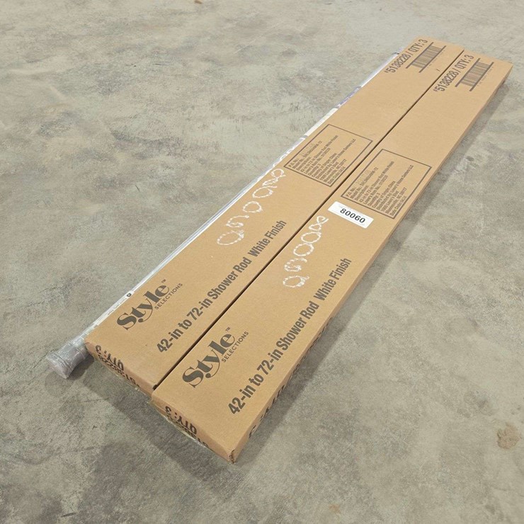 (3) Style Selections (42" to 72") Shower Rod, White Finish