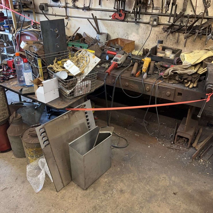 Steel Work Bench and Contents