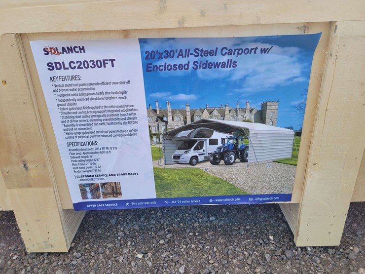 sdlanch-20'x30'-all-steel-carport-w/enclosed-walls-image-2