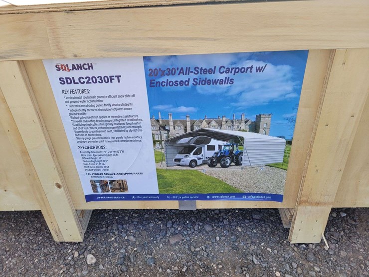 sdlanch-20'x30'-all-steel-carport-w/enclosed-walls-image-2
