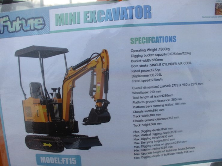 #6598-•-future-ft15-mini-excavator-13.5hp-gas,-rubber-track,16in-digging-bucket,-hydraulic-plumbing,-bulldozer-blade,-manual-thumb-image-4