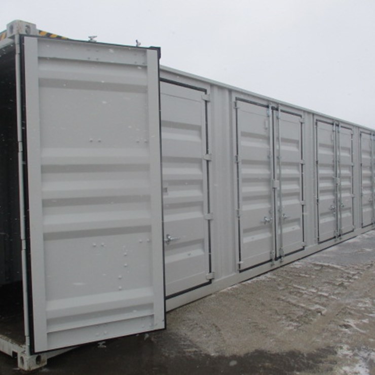 #6653 • 40' High Cube Multi-Door Container (4) open side doors, (1) end door, lock box, side forklift pockets, one way shipping