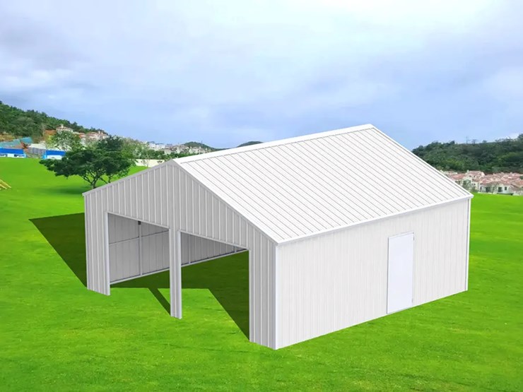 kj-heavy-duty-45'-x-25'-double-garage-steel-barn-shed-w/-side-door-entrance,-m/n-k4525,-unused-image-4