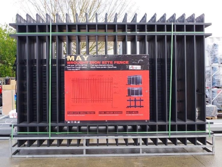 [22]-aboss-9.5'-x-6.25'-unleaded-powder-coated-wrought-iron-site-fence-panels-w/-(23)-posts-&-har...-image-3