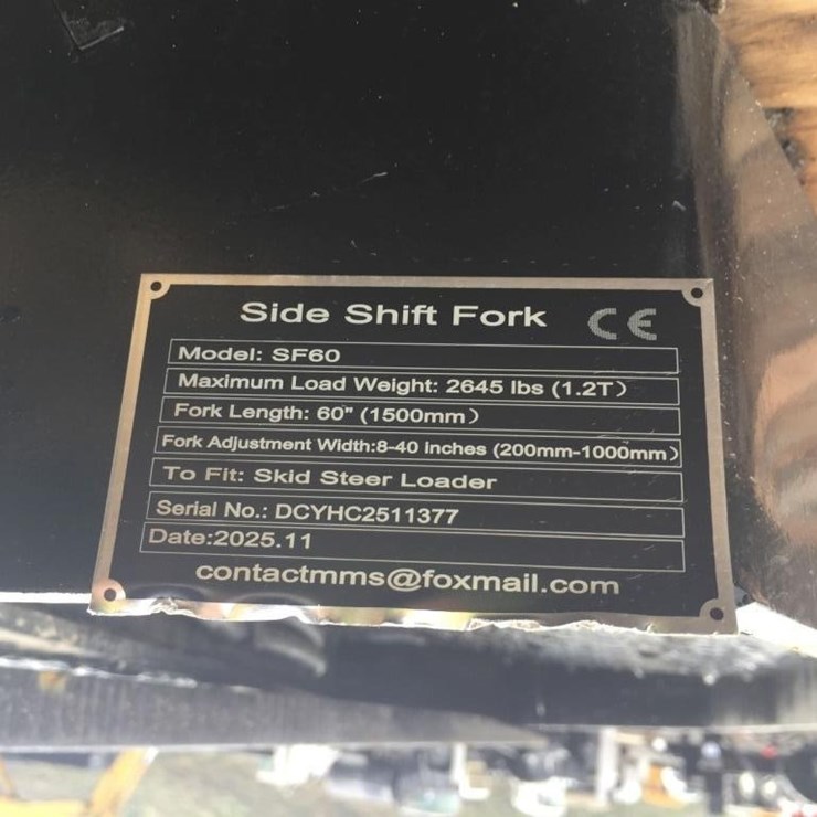 Unused 2025 GIYI SF60 Side Shift Fork Attachment