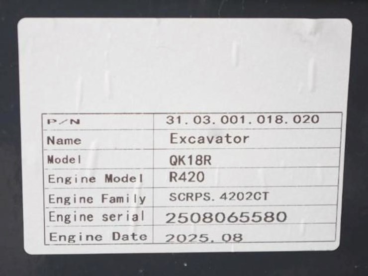 2025-cfg-industrial-qk18r-mini-excavator-w/-pilot-system,-rato-gasoline-engine,-unused-image-3