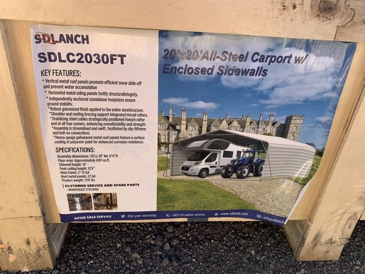 unused-2025-sd-lanch-20ft-x-30ft-steel-carport.-image-3