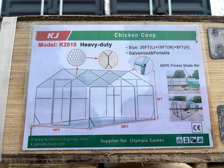allmetal heavy-duty-20'-x-10'-galvanized-&-portable-chicken-coop-w/-shade-net,-m/n-k2010,-unused-image-2