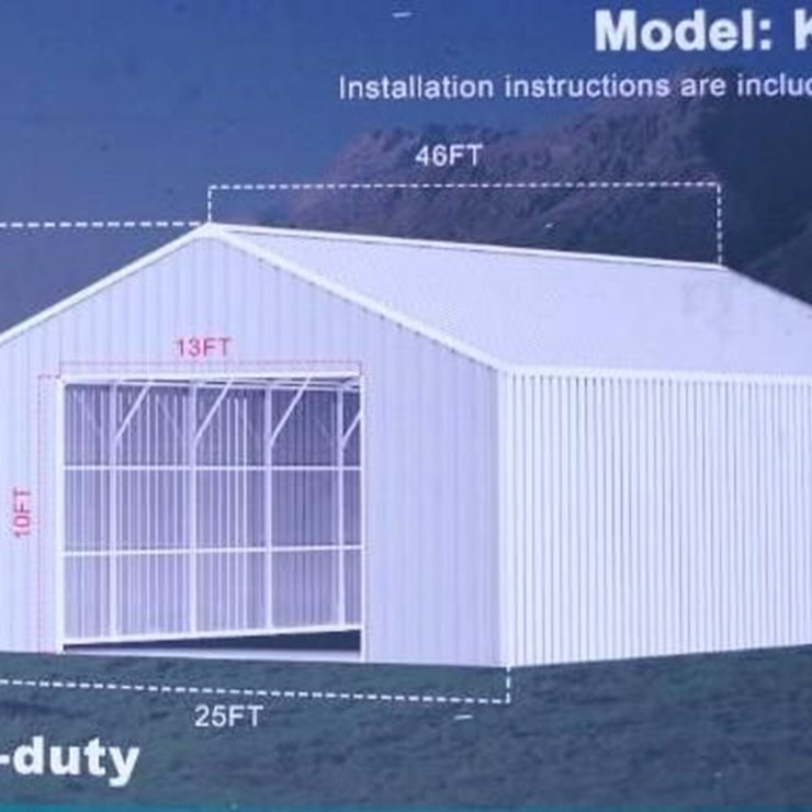 KJ Heavy Duty 46' x 25' Metal Garage, M/N K2545W, Unused