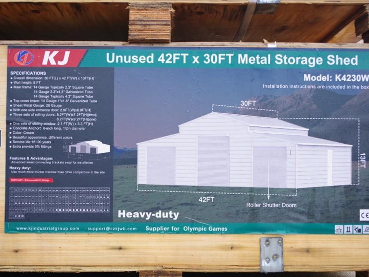 kj-heavy-duty-42'-x-30'-metal-storage-shed,-m/n-k4230w,-unused-image-3