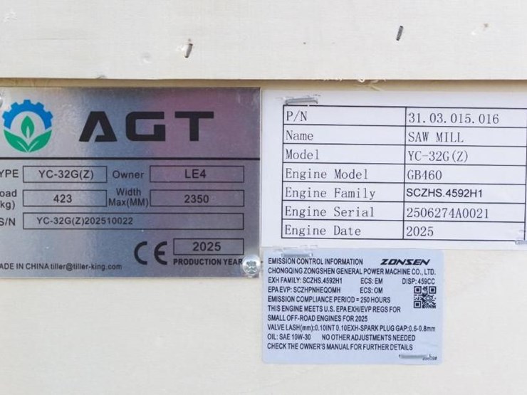 2025-agt-industrial-15hp-portable-horizontal-sawmill,-m/n-yc-32g(z),-unused-image-5
