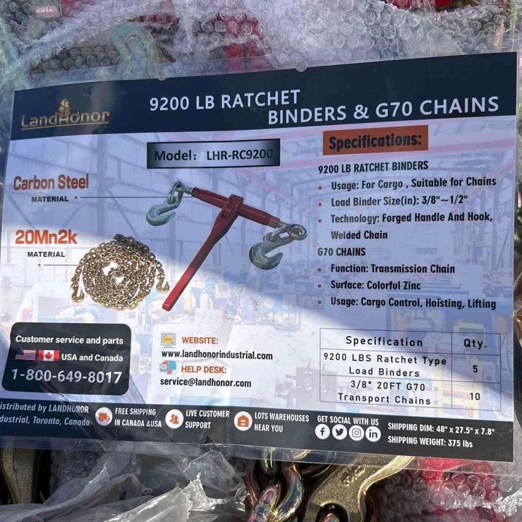 Land Honor 5400lbs Ratchet Binders and G70 Chains